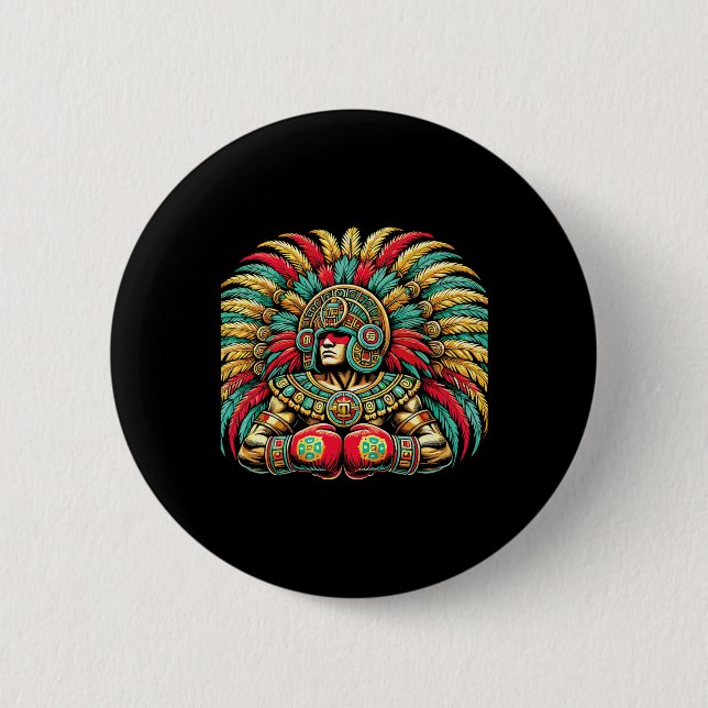 Mexican Boxing Aztec Warrior Design  6 Cm Round Badge (Front)