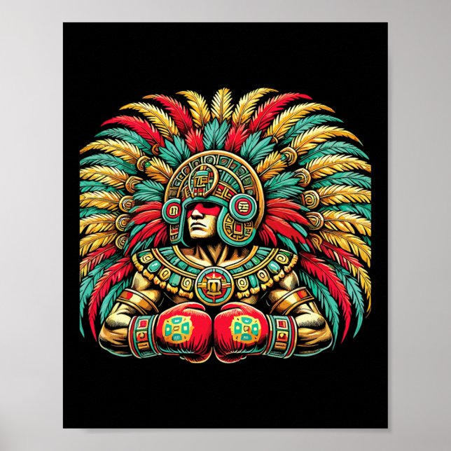 Mexican Boxing Aztec Warrior Design  Poster (Front)