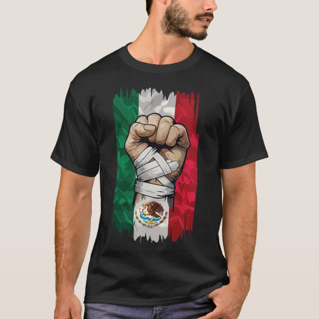 Mexican Boxing Fist Strength Heritage  T-Shirt (Front)