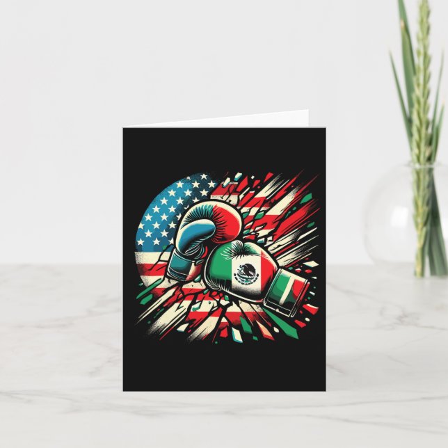 Mexican Boxing Gloves American Flag Fusion  Card (Front)