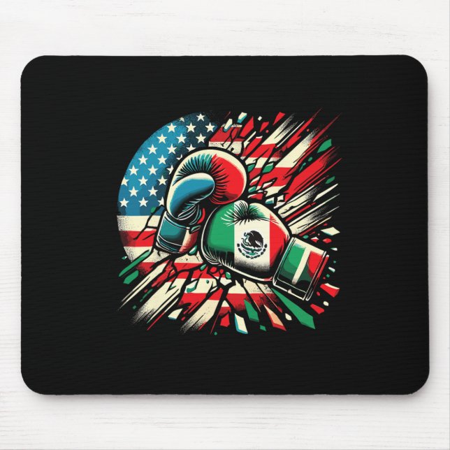 Mexican Boxing Gloves American Flag Fusion  Mouse Pad (Front)