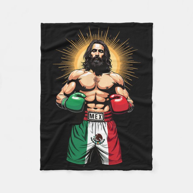 Mexican Boxing Jesus Christ Mex Boxing Shorts  Fleece Blanket (Front)
