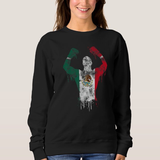 Mexican Boxing Mexico Gloves Mitts Mexico Flag Mex Sweatshirt (Front)