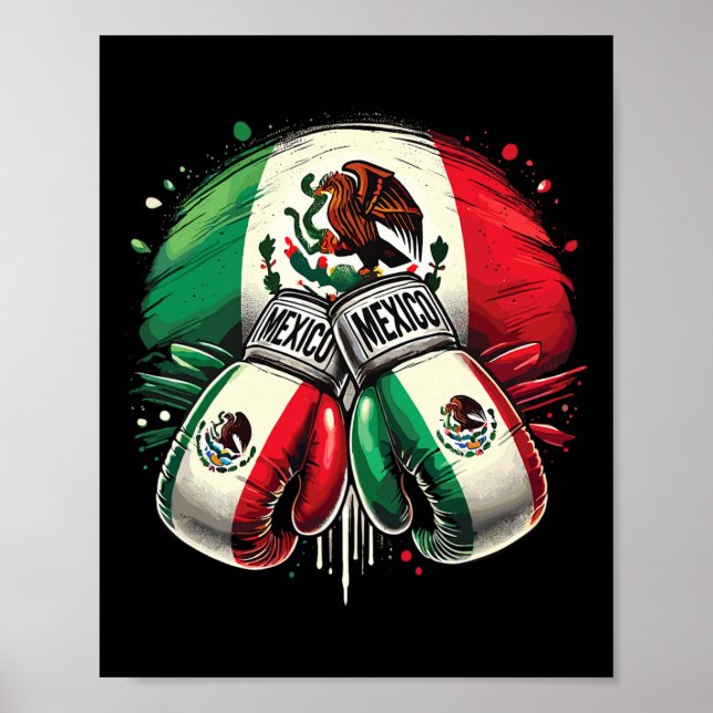 Mexican Boxing Pride Gloves Sports Design  Poster (Front)