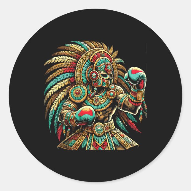 Mexican Boxing Pride Inka Sports Design 1  Classic Round Sticker (Front)