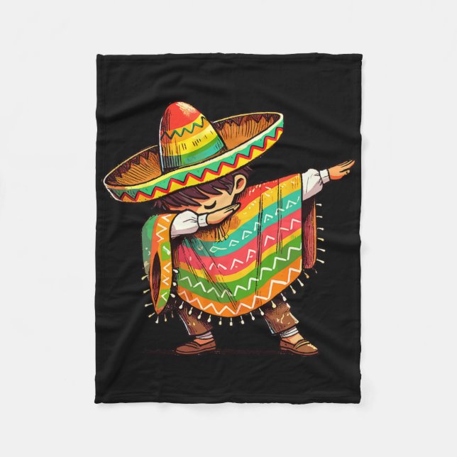 Mexican Boy Dabbing Funny Cinco De Mayo  Fleece Blanket (Front)