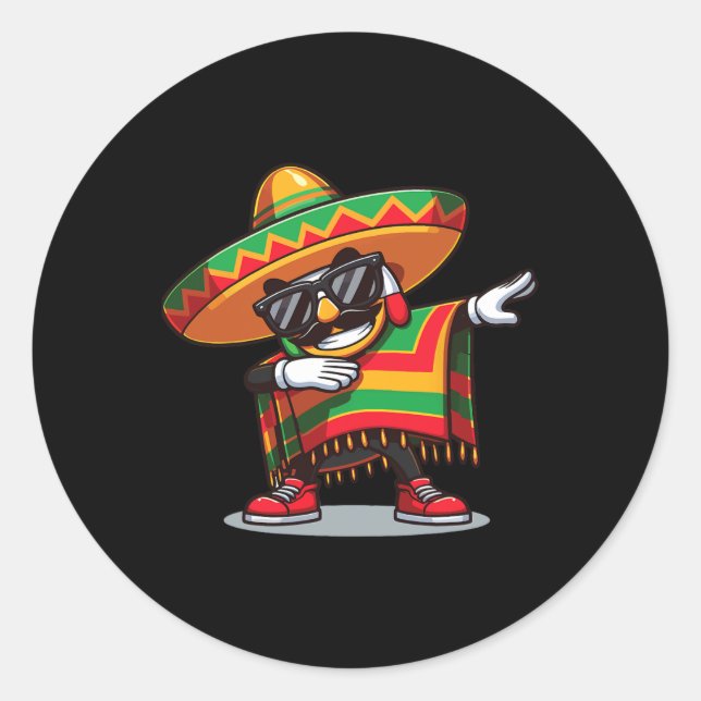 Mexican Boy Dabbing Poncho Cinco De Mayo 2024  Classic Round Sticker (Front)