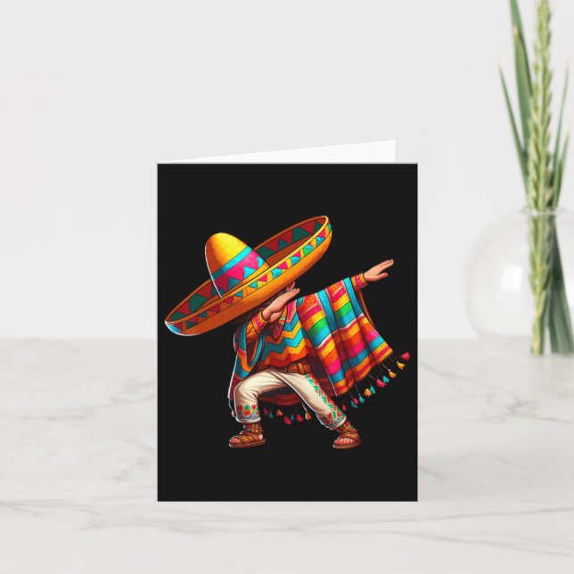 Mexican Boy Dabbing Poncho Cinco De Mayo 3  Card (Front)