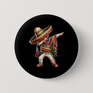 Mexican Boy Dabbing Poncho Cinco De Mayo  6 Cm Round Badge