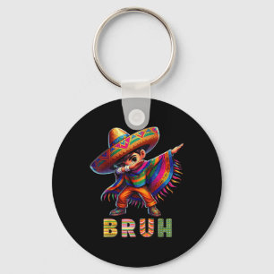 Mexican Boy Dabbing Poncho Cinco De Mayo Funny Bru Key Ring