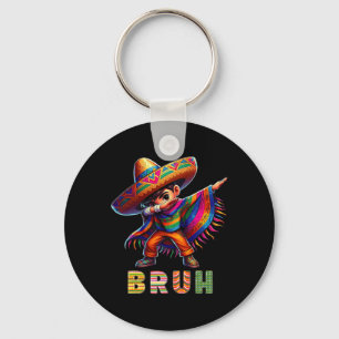 Mexican Boy Dabbing Poncho Cinco De Mayo Funny Bru Key Ring