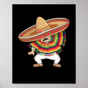 Mexican Boy Dabbing Poncho Cinco de Mayo Poster