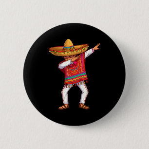 Mexican boy dabbing poncho funny cinco de mayo  6 cm round badge