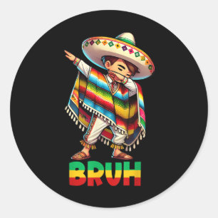 Mexican Boy Dabbing Poncho Sombrero Cinco De Mayo  Classic Round Sticker
