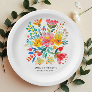 Mexican Bright Floral Fiesta Paper Plate