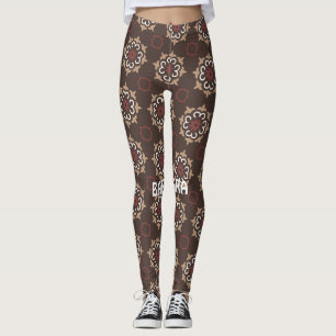 Mexican Brown Pink Minimal Pattern Leggings