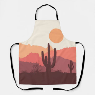Mexican burgundy and orange desert landscape apron