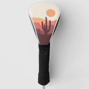 Mexican burgundy and orange desert landscape golf head cover