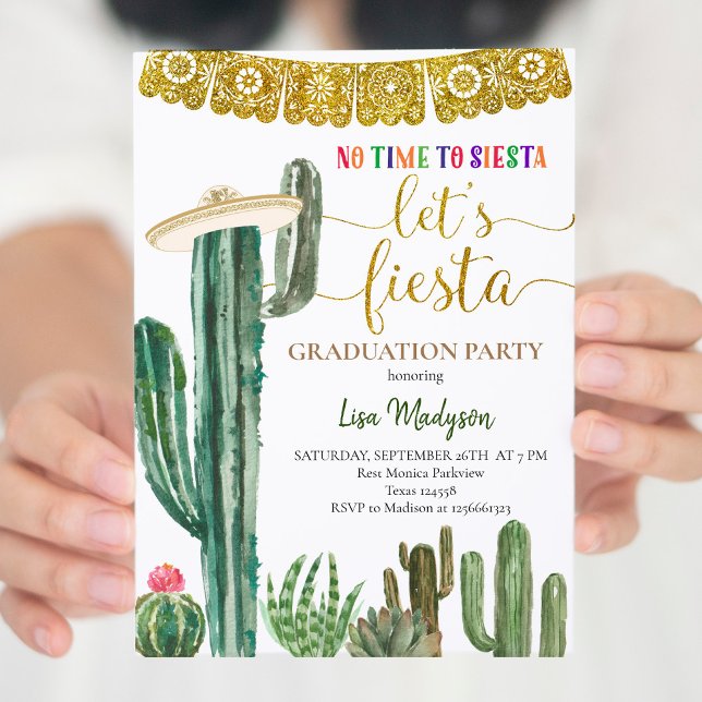 Mexican Cactus Fiesta Graduation Party   Invitation (Creator Uploaded)
