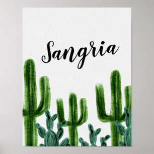 Mexican Cactus Party Sangria Signage Poster