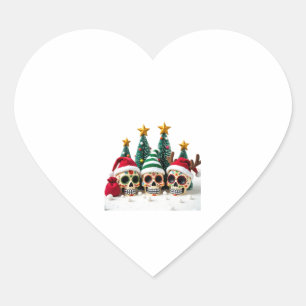 Mexican Calavera Santa Flower Sugar Skull Christma Heart Sticker