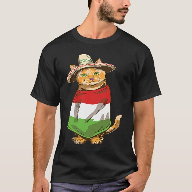 Mexican Cat Cinco De Mayo Fiesta T-Shirt (Front)