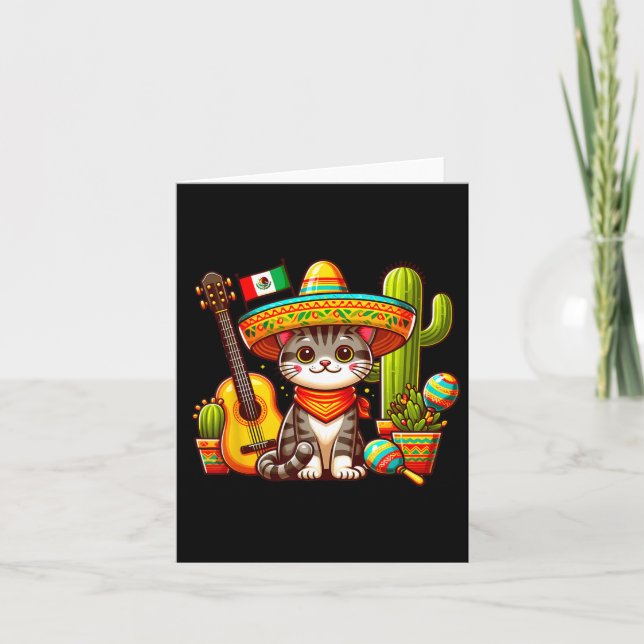 Mexican Cat Cinco De Mayo Kitten Let's Fiesta Viva Card (Front)