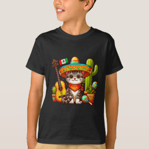 Mexican Cat Cinco De Mayo Kitten Let's Fiesta Viva T-Shirt