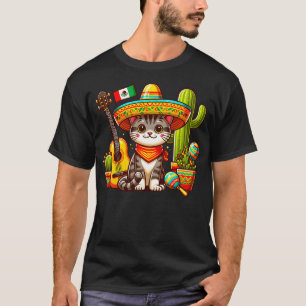 Mexican Cat Day of dead cute kitty Let's Fiesta Vi T-Shirt