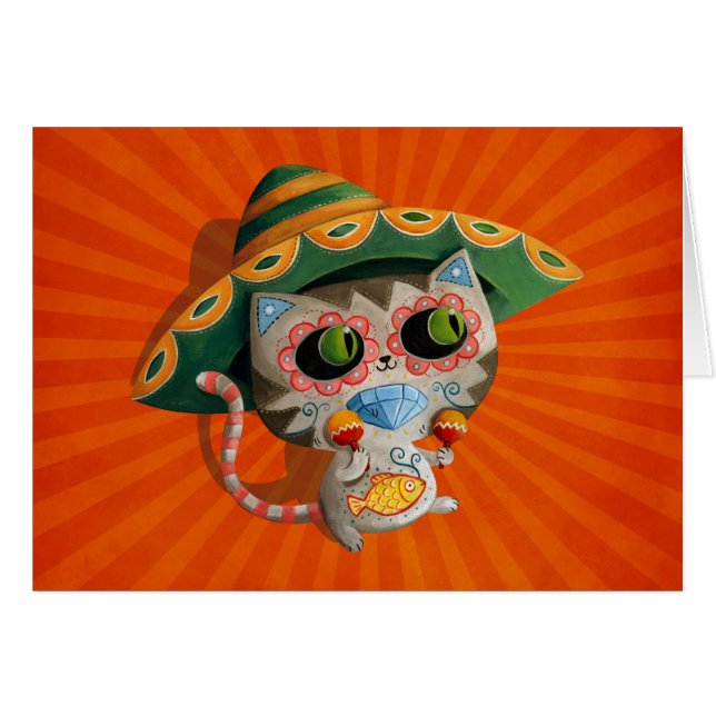 Mexican Cat with Sombrero (Front Horizontal)