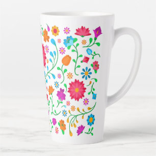 Mexican cheerful colourful folk art pattern  latte mug