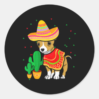 Mexican Chihuahua Dog Sombrero Cinco De Mayo Fiest Classic Round Sticker