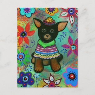 Mexican Chihuahua Pet Lover Black Postcard