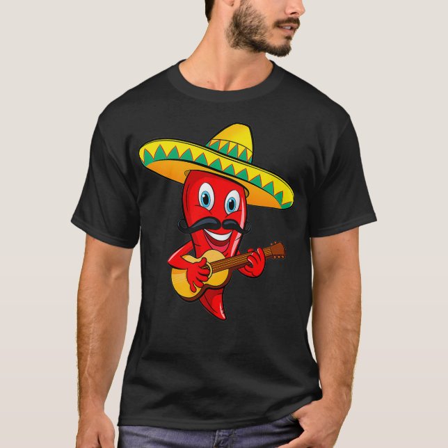 Mexican Chilli Mariachi Guitar Musician Premium T-Shirt (Front)