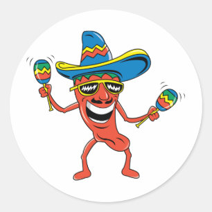 Mexican Chilli Pepper Classic Round Sticker