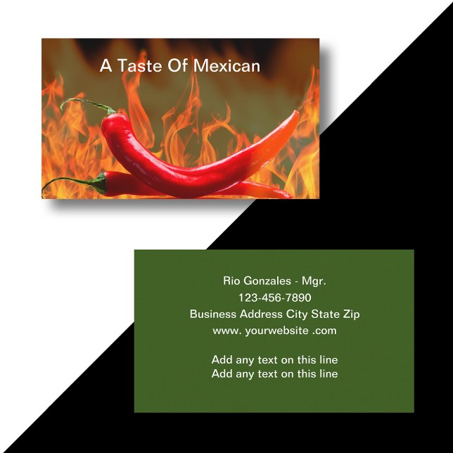 Mexican Chilli Peppers Restaurant Business Cards (Creator Uploaded)