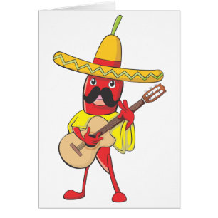 Mexican Chilli Playing a Guitar