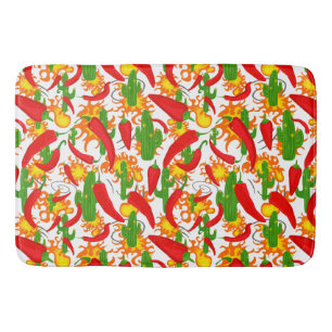 Mexican Chillies and Flames Bath Mat