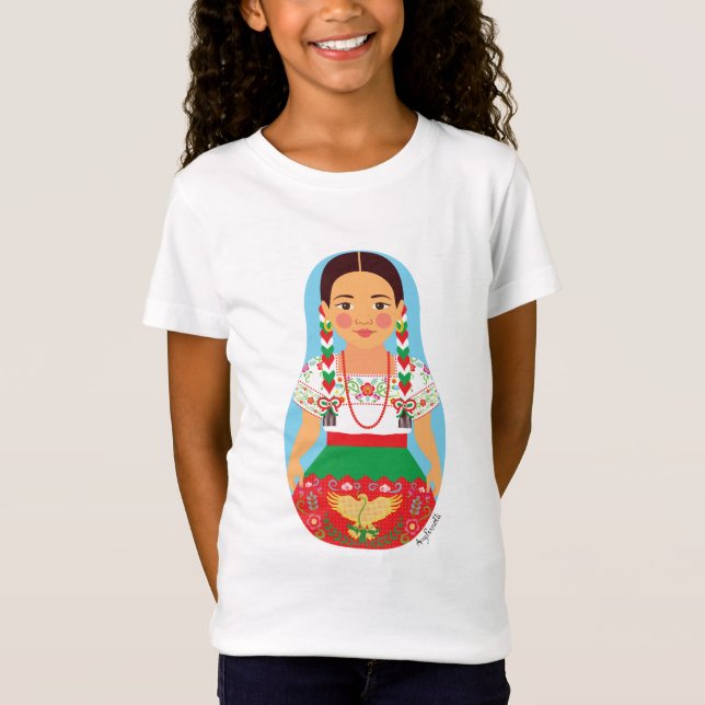 Mexican, China Poblana Matryoshka Girls' T-Shirt (Front)
