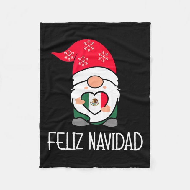 Mexican Christmas Gnome Feliz Navidad Mexico  Fleece Blanket (Front)