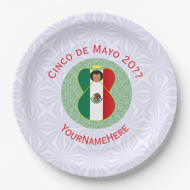 Mexican Cinco de Mayo Angel Personalised  Paper Plate (Front)