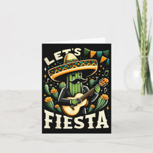 Mexican Cinco De Mayo Guitar Cactus For Boys Girls Card