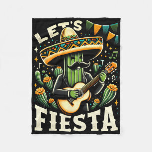 Mexican Cinco De Mayo Guitar Cactus For Boys Girls Fleece Blanket