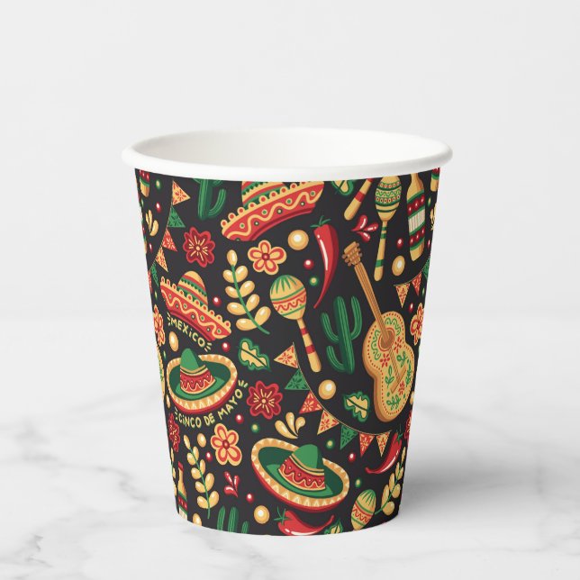 Mexican Cinco De Mayo Pattern  Paper Cups (Front)