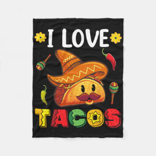 Mexican Cinco De Mayo Shirt I Love Tacos  Fleece Blanket