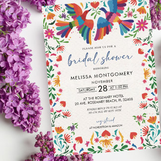 Mexican Coloful Bird Bridal Shower Invitation
