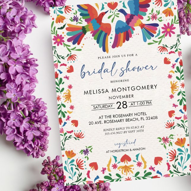 Mexican Coloful Bird Bridal Shower Invitation (Creator Uploaded)
