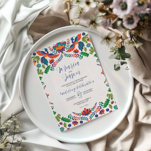 Mexican Colourful Botanical Aesthetic Boda Wedding Invitation