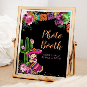 Mexican Colourful Fiesta Floral Birthday Photo Boo Poster