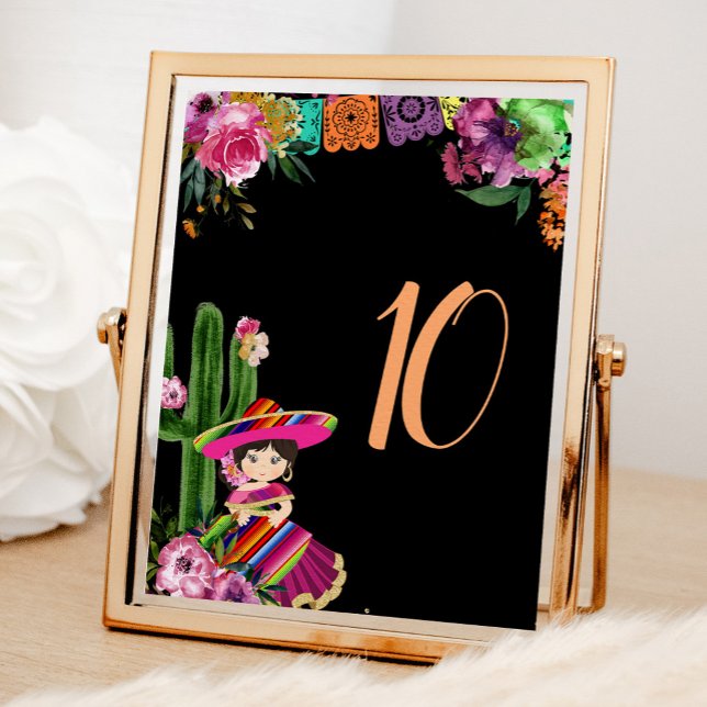 Mexican Colourful Fiesta Floral Birthday Table Number (Creator Uploaded)